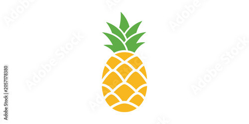 Slika na platnu Minimalist vector illustration of a whole pineapple with pineapple tropical illu