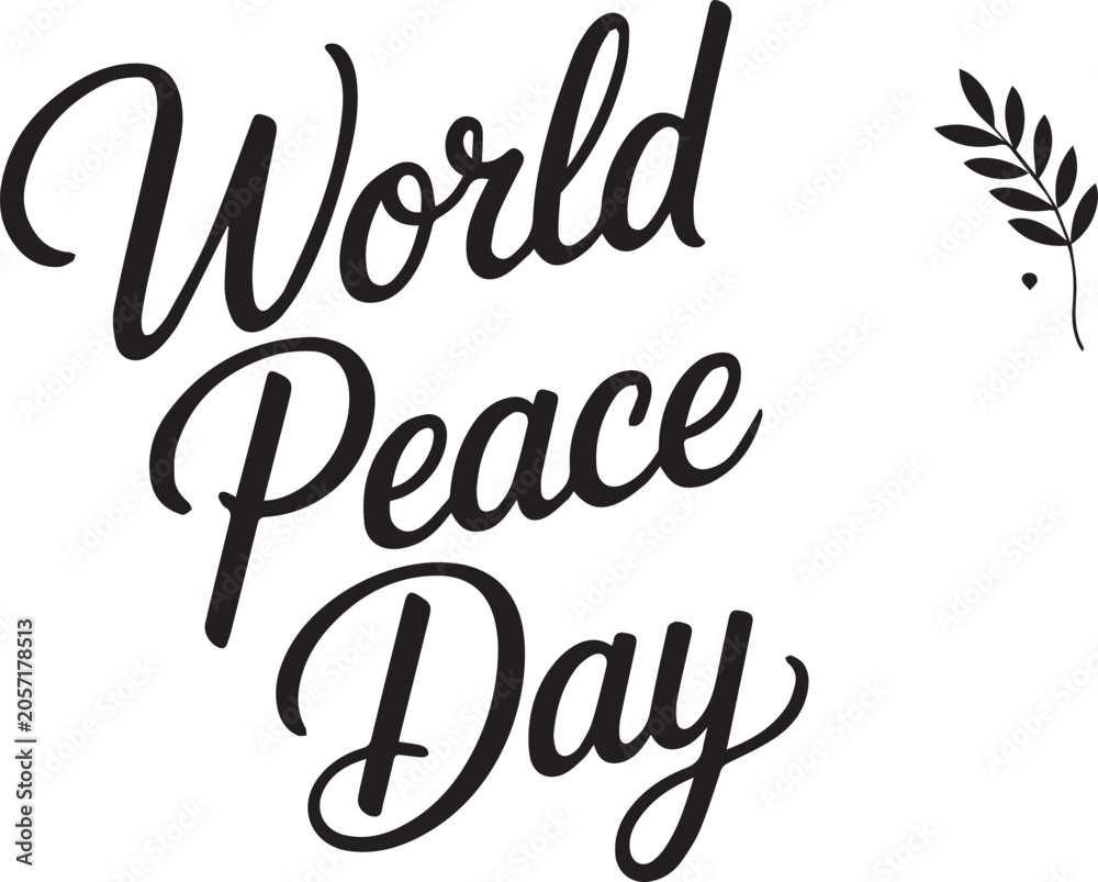Fototapeta premium World Peace Day silhouette graphic with olive branch on white background for social media campaign, peace symbol, unity and harmony concept, elegant design element