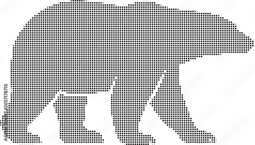 Obraz premium Bear Silhouette Composed Of Dots On Transparent Background