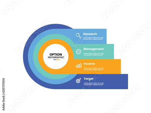 Tablou pe pânză 4 step, option, part or process circle layered wheel venn diagram infographic de