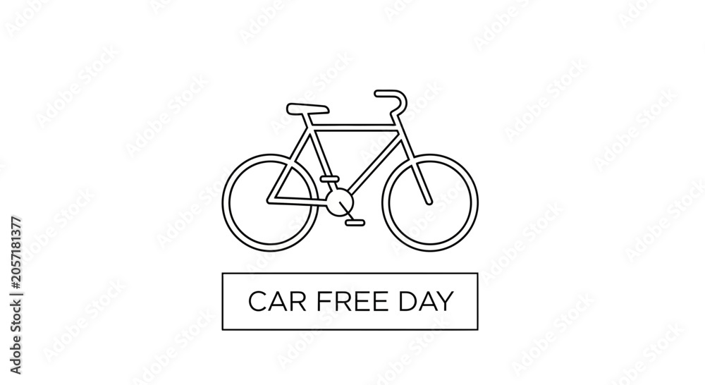 Fototapeta premium Car Free Day Bicycle Icon with Text - Eco Friendly Transport