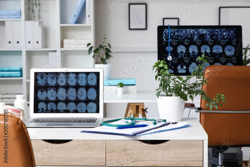 Medical office desk with la...