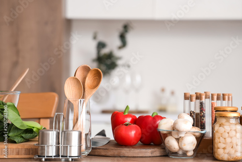 Wooden boards with fresh ve...