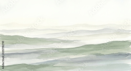 Minimalist Watercolor Landscape with Abstract Rolling Hills