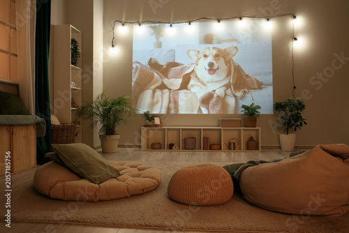 Cozy home cinema setup with...
