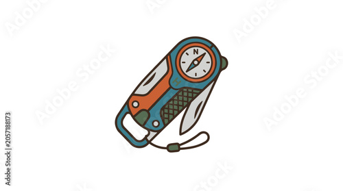 Multitool Pocket Knife with Compass and Carabiner Clip.