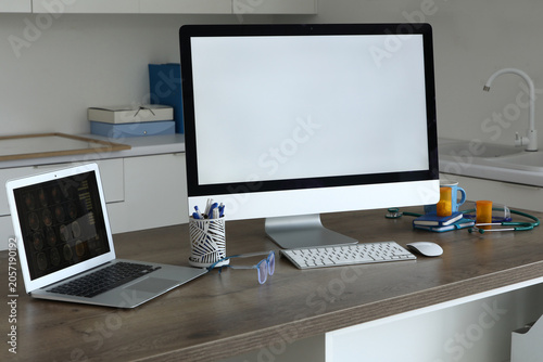 Medical office desktop with...