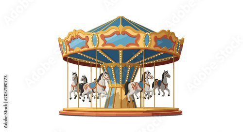Canvastavla Colorful Carousel Horses Amusement Ride