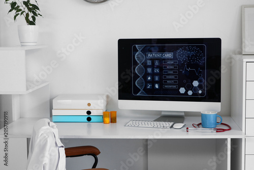 Medical office desk with co...