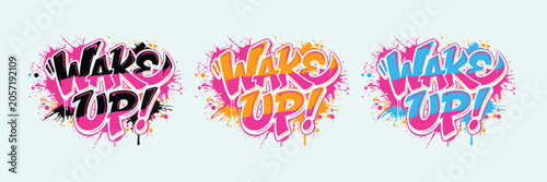 Foto Wake up graffiti style logos