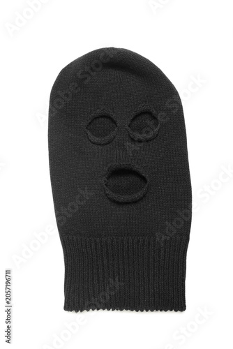 Vászonkép Black balaclava on white background