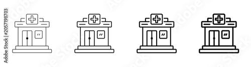 Foto Medical Clinic Building and Healthcare Center Line Art Icon Pack Vector Illustra
