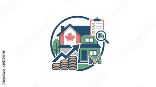 Foto Canadian housing market and financial growth concept illustration