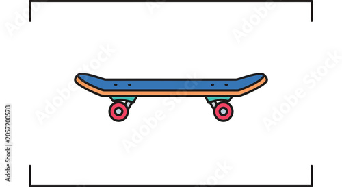Skateboard Icon, Simple Flat Design, Vector Illustration, Isolated White Background