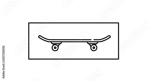 Skateboard Icon, Minimalist Line Art, Vector Graphic, Sports Equipment