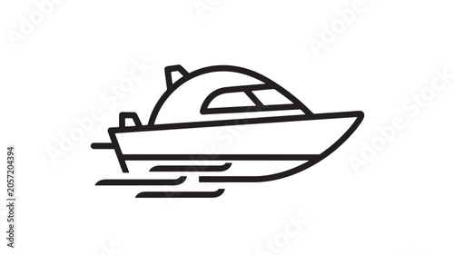 Cuadro en lienzo Ship Icon Showing a Passenger Boat with Windows and Motion Lines for Travel and