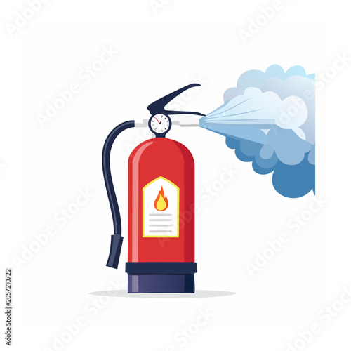Flat design firefighter with fire hydrant and hose