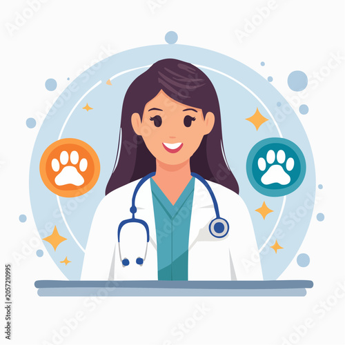 Veterinarian with Paw Prints
