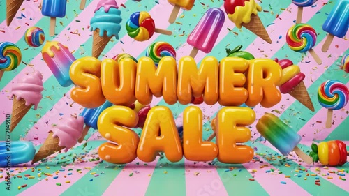 Colorful summer sale animation with sweets