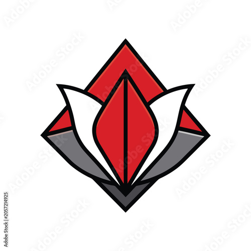 Stylized tulip flower logo with geometric petals and bold colors isolated silhouette high quality professional detailed