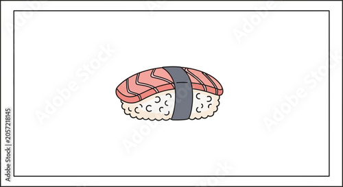 Salmon Nigiri Sushi with Seaweed Band - Simple Illustration