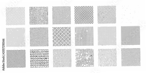 Obraz na płótnie Grid Of Fifteen Chain Link Patterns Black And White Vector Illustration
