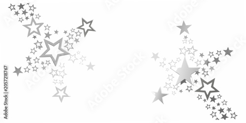 Bild auf Leinwand Silver star pattern with flowing arrangement on a white background