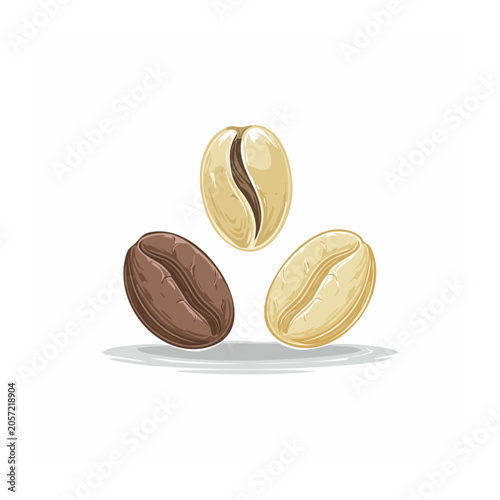 Three coffee beans in flat design style