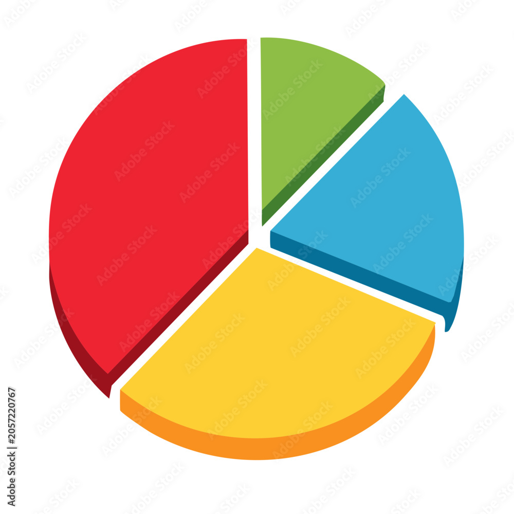 Fototapeta premium Flat design pie chart with five colored segments
