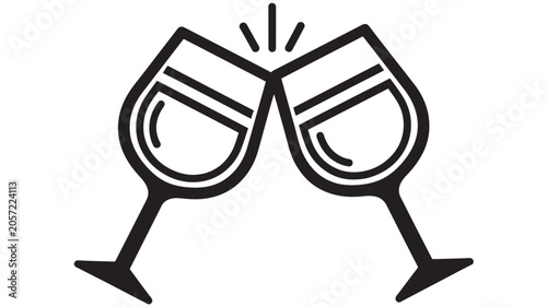 Cuadro en lienzo Two Clinking Wine Glasses with Liquid Inside and Bubbles Above Them Featuring Ce
