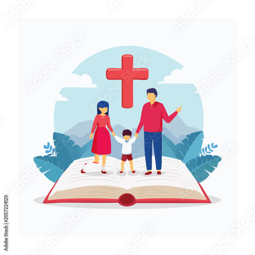 Family with doctor illustration