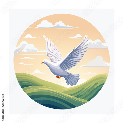 Flat design illustration of a flying eagle