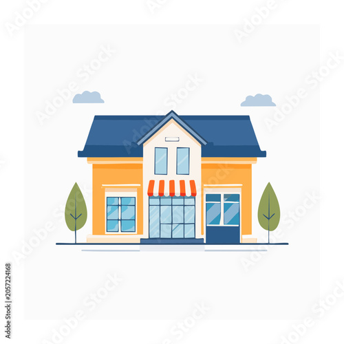 Flat design illustration of a modern house