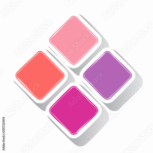 Four Colorful Diamond Shapes with Shadows