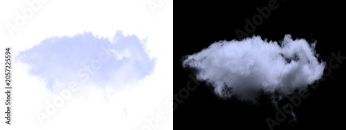 Light blue fluffy cloud volumetric depth on white and black