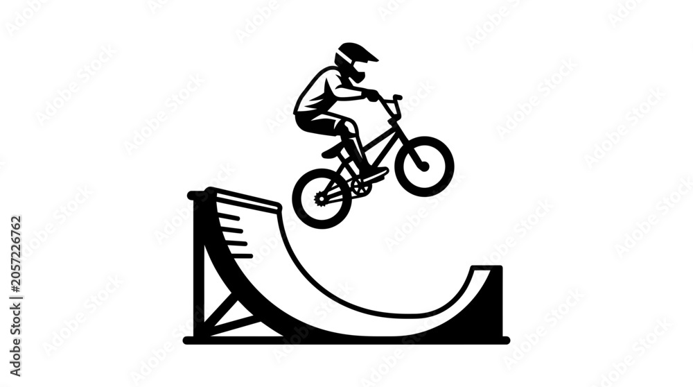 Obraz premium BMX Rider Jumps Ramp Silhouette
