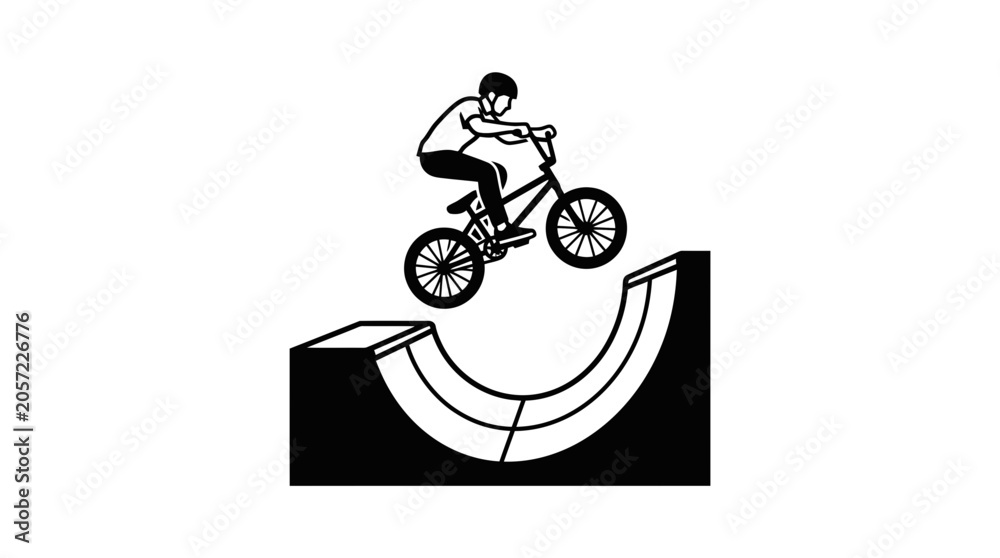 Obraz premium BMX Rider Performing Trick on Ramp - Silhouette