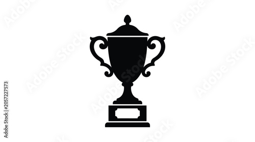 Black Trophy Silhouette On White Background A Symbolic Representation