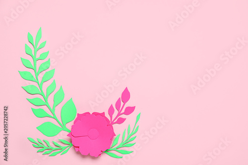 Pink paper cut flower and g...
