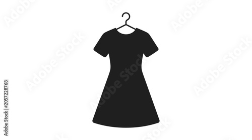 Black Dress Hanging On Hanger Minimalist Silhouette
