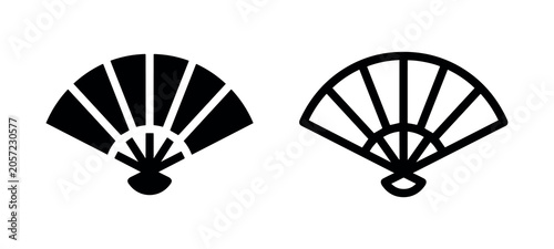 Cuadro en lienzo Traditional hand fan icon, Japanese culture and cooling symbol.