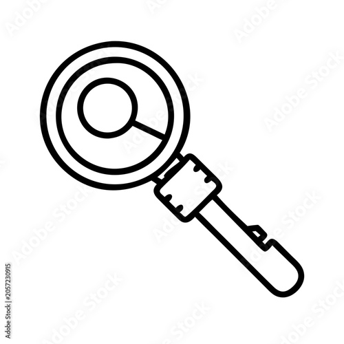 Magnifying glass with search icon on handle - Minimalist vector icon of a magnifying glass featuring a search symbol on its handle, simple and clean design for search-related projects.
