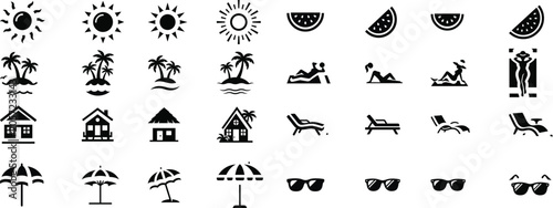 set of vector silhouettes of trees