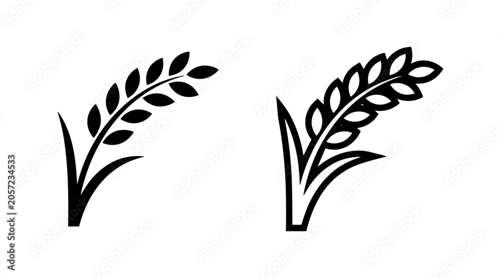 Obraz premium Wheat Stalk Icon Set - Agriculture, Harvest, Food, and Natural Products Symbol