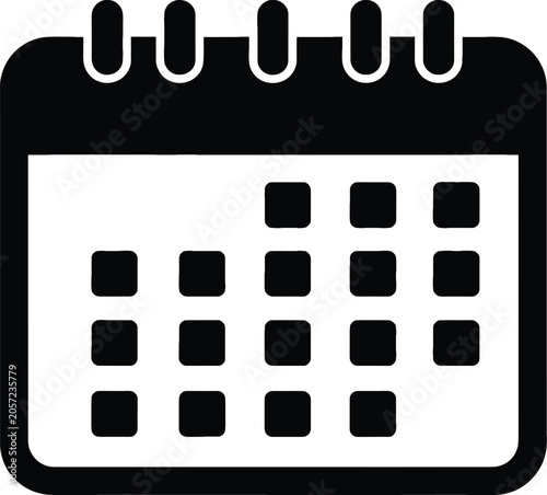 Calendar Icon on White Square Button