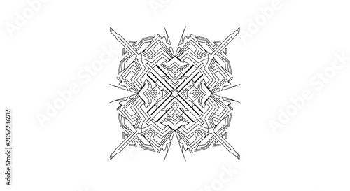 Intricate Geometric Abstract Symmetrical Futuristic Line Art Design Vector