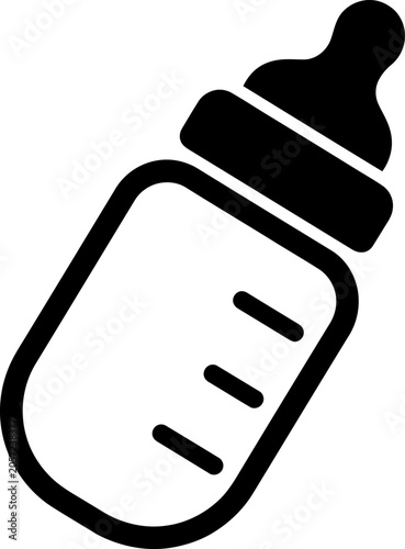 Schilderij op canvas Baby bottle icon with teat and liquid levels isolated on transparent background