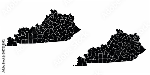 Bild auf Leinwand Kentucky State Map Silhouettes On White Background