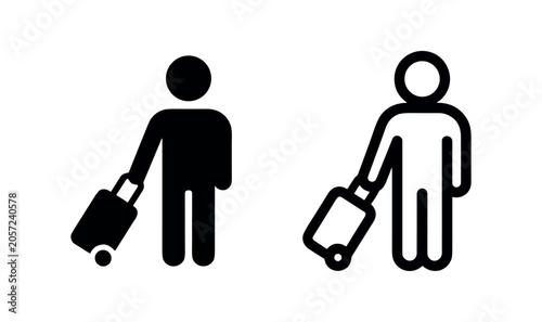 Foto Black and white icons of a person with luggage