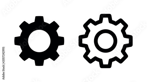 Photos Gear icon, solid and outline, representing settings and function